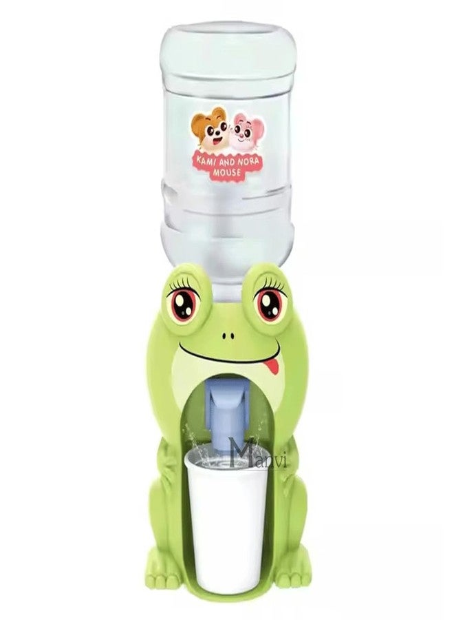 MANVI Water Dispenser for Kids, Cartoon Character Drinking Fountain Pumps Water Juice, Tea, Milk Water Dispenser Toy for Kids (Frog) - Image 1